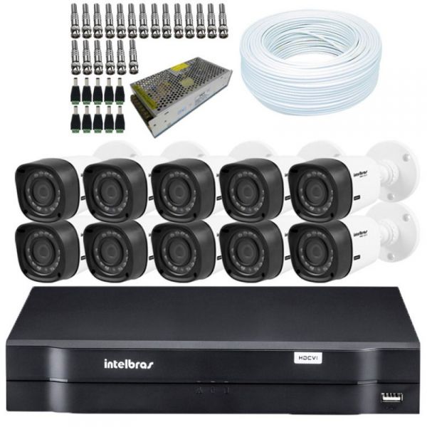 KIT CFTV INTELBRAS HDCVI COM 08 CÃMERAS INSTALADO